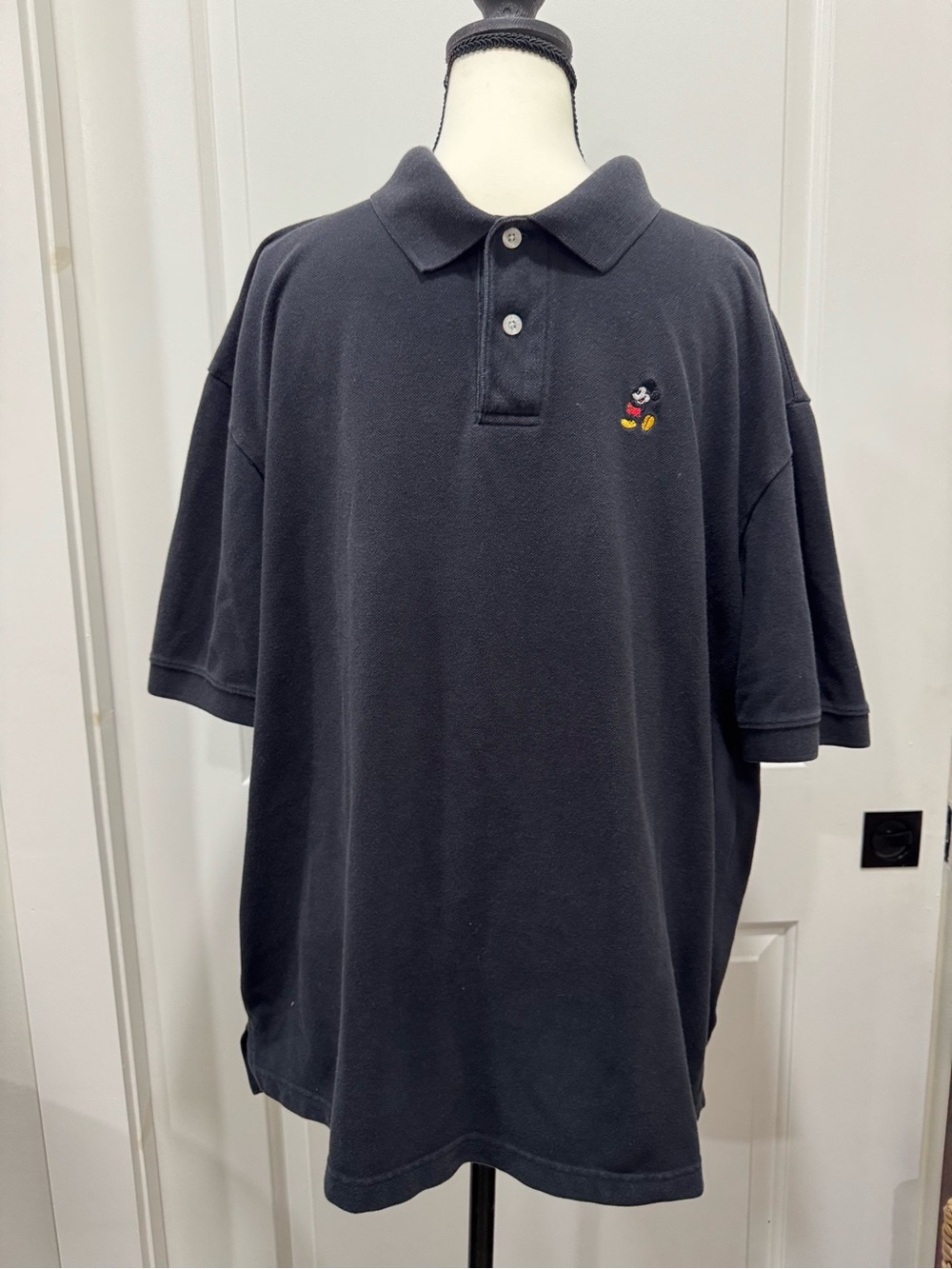 Disney Parks Black Polo Shirt Embroidered Mickey Mouse Men's Medium Cotton XL